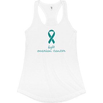 Fight Ovarian Cancer Junior Fit Bella Sheer Longer Length Rib Racerback Tank Top