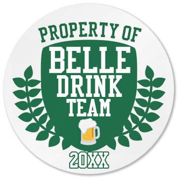 Bell Drink Team Round Plastic Coaster with Cork Back