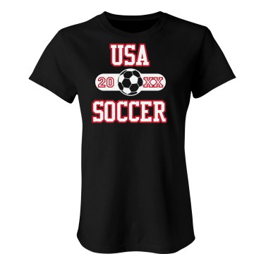 USA Soccer Fan Junior Fit Bella Sheer Longer Length Rib Tee