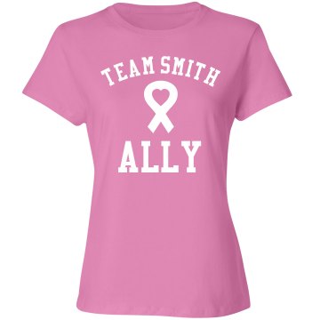 Breast Cancer Team Junior Fit Bella Sheer Longer Length Rib Tee
