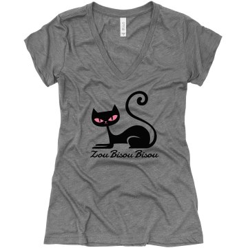 Zou Bisou Bisou Junior Fit Bella Triblend Deep V Neck Tee
