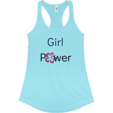 Girl Power Flower Junior Fit Bella Sheer Longer Length Rib Racerback Tank Top