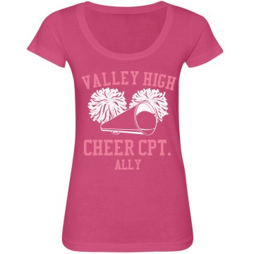Valley High Cheer Tee Junior Fit Bella Sheer Longer Length Scoopneck Tee