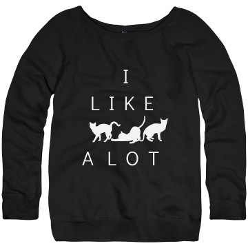 I Like Cats A Lot Junior Fit Bella Triblend Slouchy Wideneck Sweatshirt