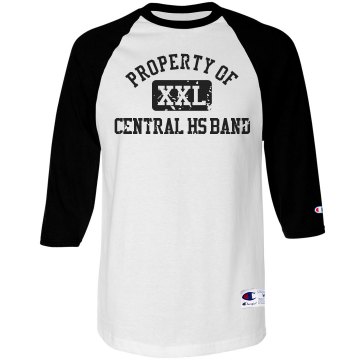 Property Of Band  Unisex Anvil 3/4 Sleeve Raglan Baseball Tee