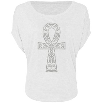 Ankh Cross Misses Bella Flowy Draped Sleeve Dolman