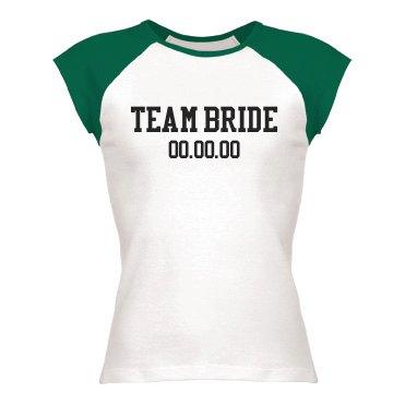 Team Bride w/ Date Junior Fit Bella 1x1 Rib Cap Sleeve Raglan Tee
