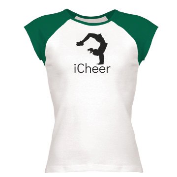 iFlip Cheer Tee Junior Fit Bella 1x1 Rib Cap Sleeve Raglan Tee
