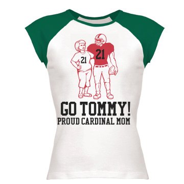 Proud Football Mom Junior Fit Bella 1x1 Rib Cap Sleeve Raglan Tee