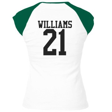 Proud Football Mom Junior Fit Bella 1x1 Rib Cap Sleeve Raglan Tee