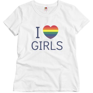 I Love Girls Rainbow Misses Relaxed Fit Basic Gildan Ultra Cotton Tee
