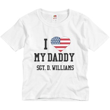 I love My Dad Patriotic Youth Bella Girl 1x1 Rib Cap Sleeve Tee
