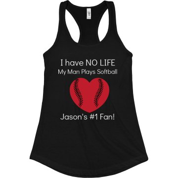 No Life Softball Junior Fit Bella Sheer Longer Length Rib Racerback Tank Top