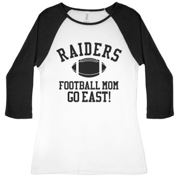 Raiders Football Mom Junior Fit Bella 1x1 Rib 3/4 Sleeve Raglan Tee