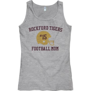 Rockford Football Mom Junior Fit Bella Sheer Longer Length Rib Tank Top