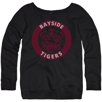 Bayside Off The Shoulder Junior Fit Bella Triblend Slouchy Wideneck Sweatshirt