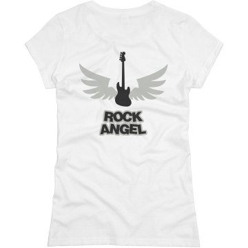 Rock Angel Back Design Junior Fit Basic Bella Favorite Tee