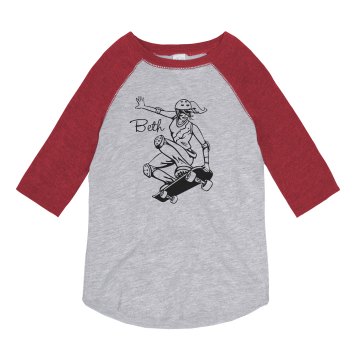 Beth Loves Skateboarding Youth Anvil Ringer Tee