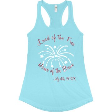 Land Of The Free Junior Fit Bella Sheer Longer Length Rib Racerback Tank Top