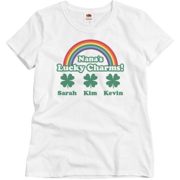 Nana's Lucky Charms Junior Fit Bella Crewneck Jersey Tee