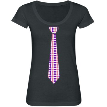 Pink & Purple Long Tie Junior Fit Bella Sheer Longer Length Rib Tee