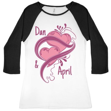 Two Hearts of Love Junior Fit Bella 1x1 Rib 3/4 Sleeve Raglan Tee