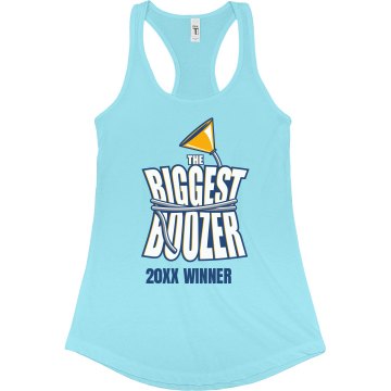 The Biggest Boozer Winner Junior Fit Bella Sheer Longer Length Rib Racerback Tank Top