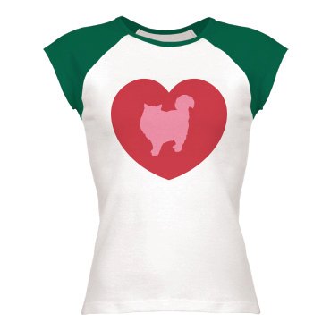 Love Cat Junior Fit Bella 1x1 Rib Cap Sleeve Raglan Tee