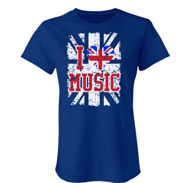 I UK Heart Music Junior Fit Bella Crewneck Jersey Tee