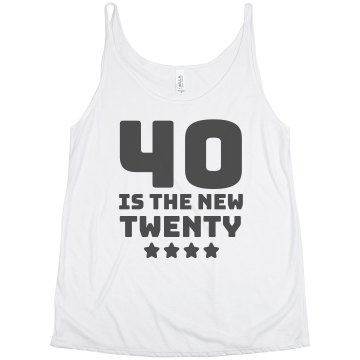 40 IS THE NEW 20 Junior Fit Bella 1x1 Rib Cap Sleeve Raglan Tee