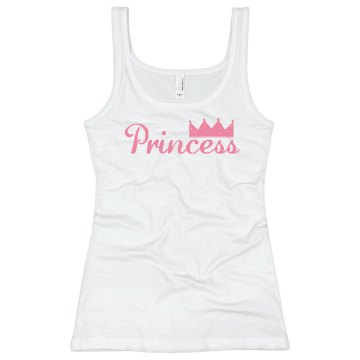 Rhinestone Princess Junior Fit Bella Longer Length 1x1 Rib Tank Top