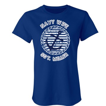 Distressed Navy Wife Junior Fit Bella Sheer Longer Length Rib Tee