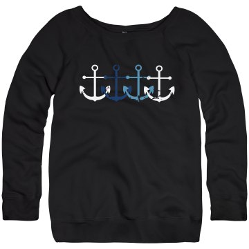 Anchors Away Junior Fit Bella Triblend Slouchy Wideneck Sweatshirt