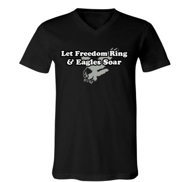 Freedom Ring Eagles Soar Unisex Canvas V-Neck Jersey Tee