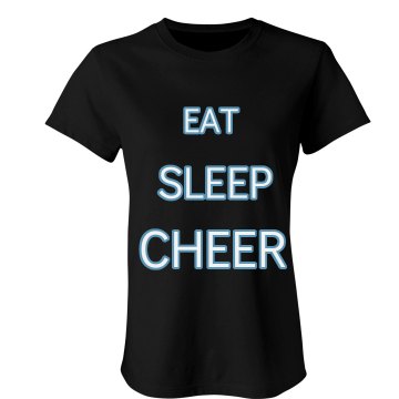 Eat Sleep Cheer All Caps Junior Fit Bella Sheer Longer Length Rib Tee