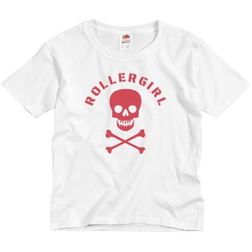 Rollergirl Skull Youth Bella Girl 1x1 Rib Cap Sleeve Tee