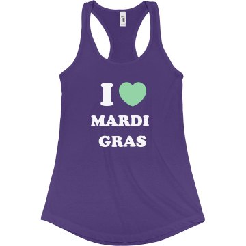 I Love Mardi Gras Junior Fit Bella Sheer Longer Length Rib Racerback Tank Top