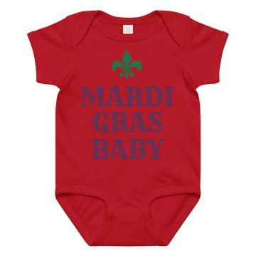 Mardi Gras Baby Infant Rabbit Skins Lap Shoulder Creeper
