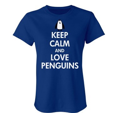 Keep Calm Love Penguins Junior Fit Bella Crewneck Jersey Tee