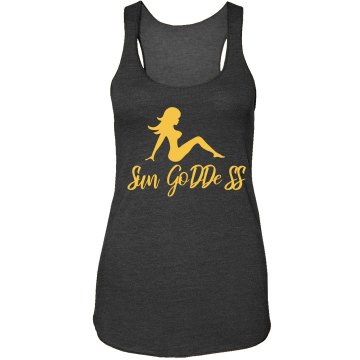 Sun Goddess Beach Tank Junior Fit Bella Sheer Longer Length Rib Strap Tank Top