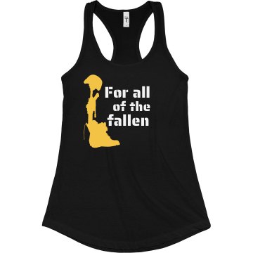 For the Fallen Soldiers Junior Fit Bella Sheer Longer Length Rib Racerback Tank Top