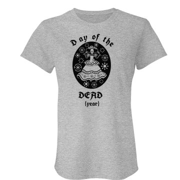 Day of the Dead w/ Year Junior Fit Bella Sheer Longer Length Rib Tee