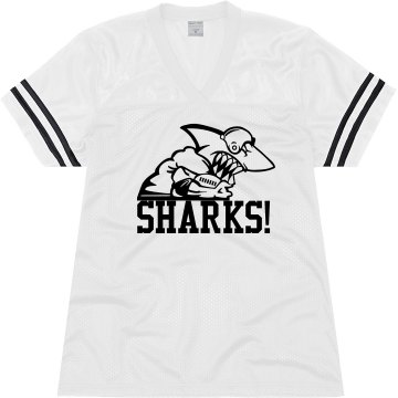 Goooo Sharks! Junior Fit Soffe Mesh Football Jersey