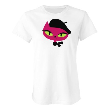 Parisian Cat Junior Fit Bella Double V Sheer Jersey Tee