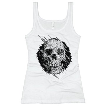 Retro Skull Junior Fit Bella Sheer Longer Length Rib Tank Top