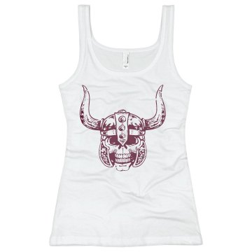 Distorted Horned Skull Junior Fit Basic Bella 2x1 Rib Tank Top