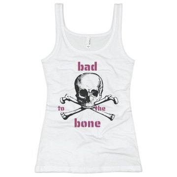 Bad To The Bone Skull Junior Fit Basic Bella 2x1 Rib Tank Top
