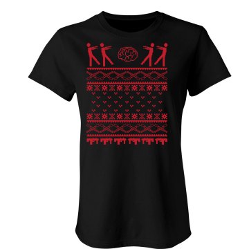 Zombie Ugly Sweater Junior Fit Bella Crewneck Jersey Tee