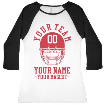 Your Own Football LS Tee Junior Fit Bella 1x1 Rib 3/4 Sleeve Raglan Tee