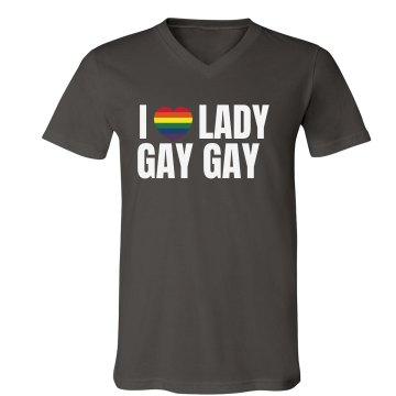 I Heart Lady Gay Gay Unisex Canvas V-Neck Jersey Tee